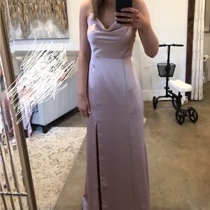 Amsale Rose Satin Maxi Dress